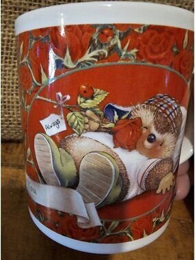 Vintage 80's Gordon Fraser "I Love You Always" Red Coffee Mug Double Sided